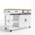 Isla de cocina con puertas cruzadas y estantes laterales - blanco/beige