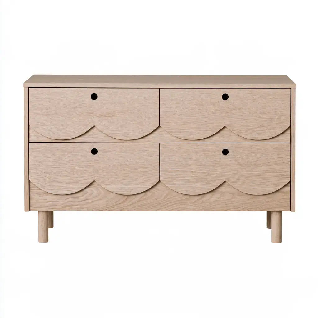Cómoda con cajones con relieves semicirculares - beige
