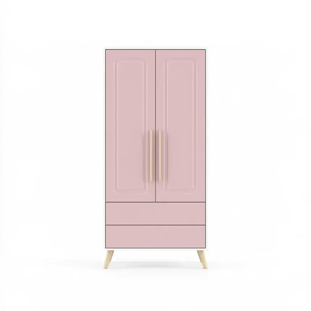 Armario con dos puertas y cajones inferiores - rosa