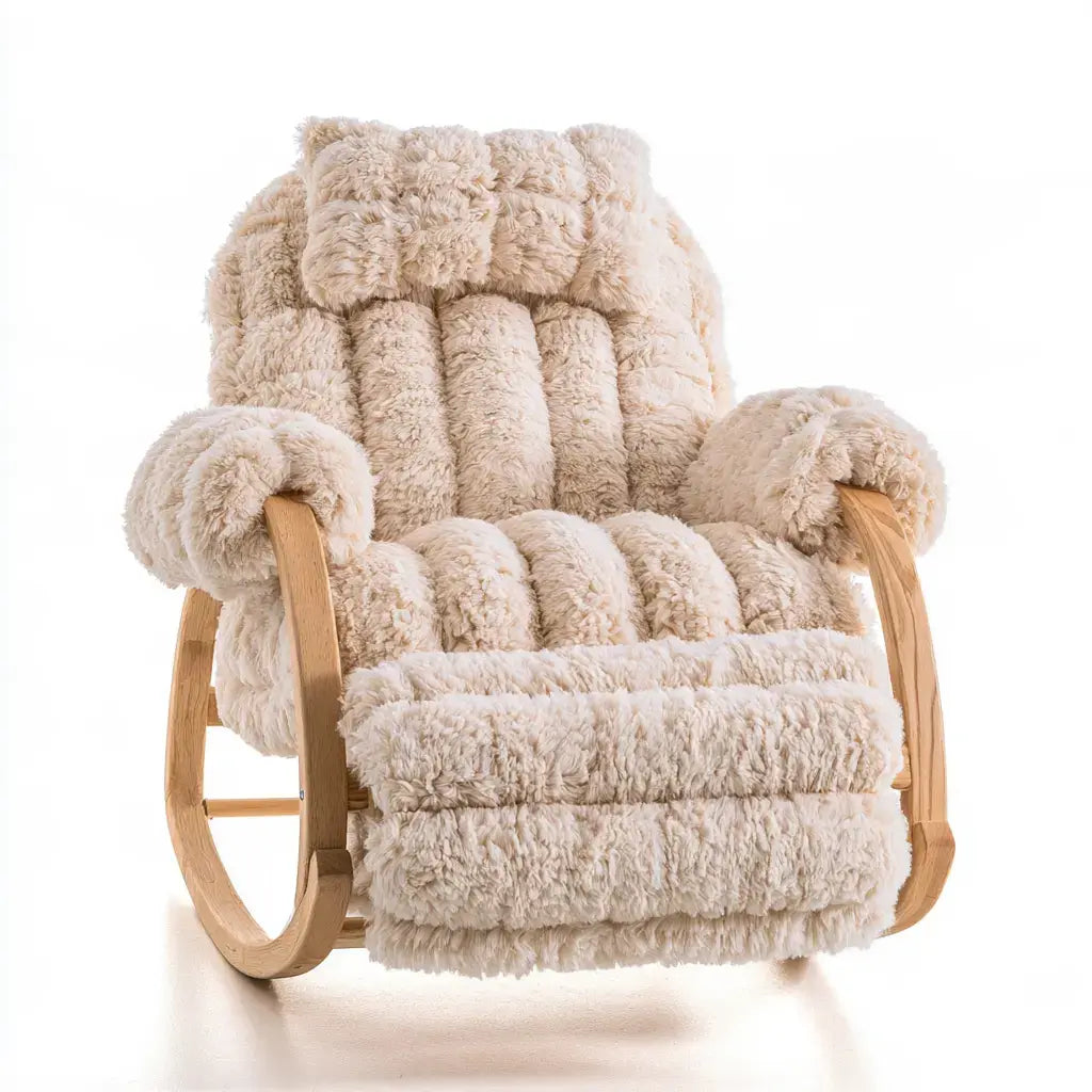 Mecedora con cojines de textura gruesa - beige