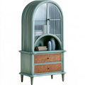 Vitrina con remate arqueado y cajones de rejilla - verde/beige