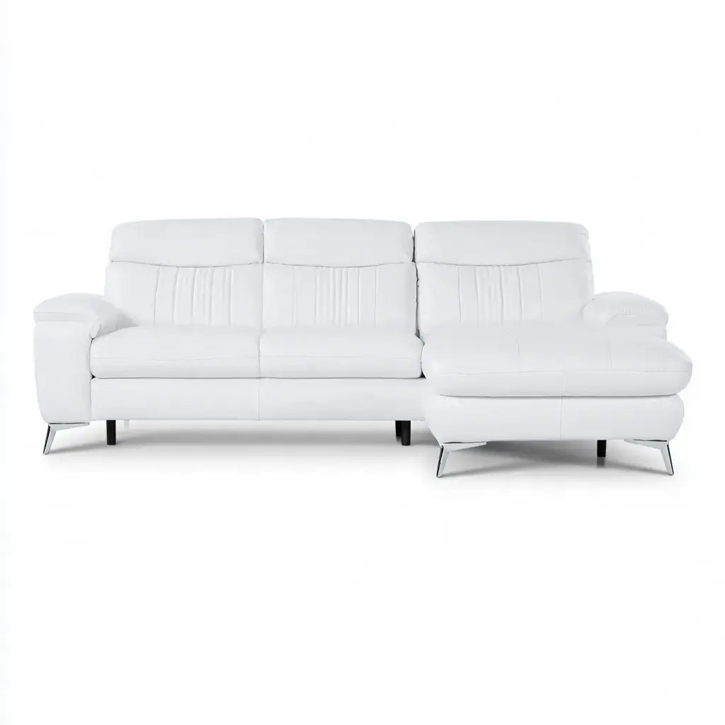 Sofá con asiento lateral alargado y respaldo dividido - blanco
