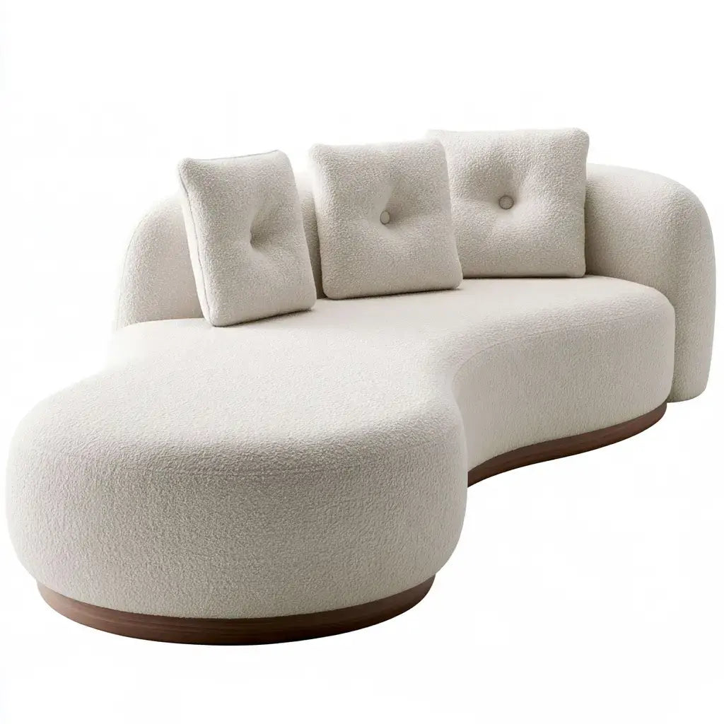 Sofá con asiento alargado de contorno redondo - blanco